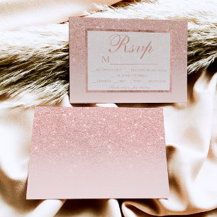 Roos goud glitter blush roze ombre RSVP bruiloft