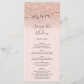 Roos goud glitter blush roze script trouwmenu menu (Voorkant)