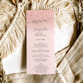 Roos goud glitter blush roze script trouwmenu menu
