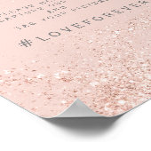 Roos goud glitter blush roze trouwbord poster (Hoek)