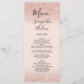 Roos goud glitter blush roze trouwmenu menu (Voorkant)