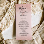 Roos goud glitter blush roze trouwmenu menu