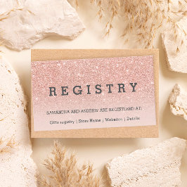 Roos goud glitter blush roze trouwregistratie informatiekaartje