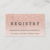 Roos goud glitter blush roze trouwregistratie informatiekaartje (Voorkant)