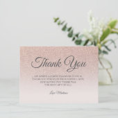 Roos goud glitter bruine roze dank je wel 16 bedankkaart (Staand voorkant)