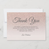 Roos goud glitter bruine roze dank je wel 16 bedankkaart (Voorkant)