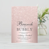 Roos goud glitter brunch bubbly vrijgezellenfeest kaart (Staand voorkant)