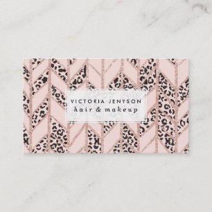Roos goud glitter chevron herringbone blushleopard visitekaartje