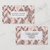 Roos goud glitter chevron herringbone blushleopard visitekaartje (Voorkant / Achterkant)