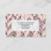 Roos goud glitter chevron herringbone blushleopard visitekaartje (Achterkant)