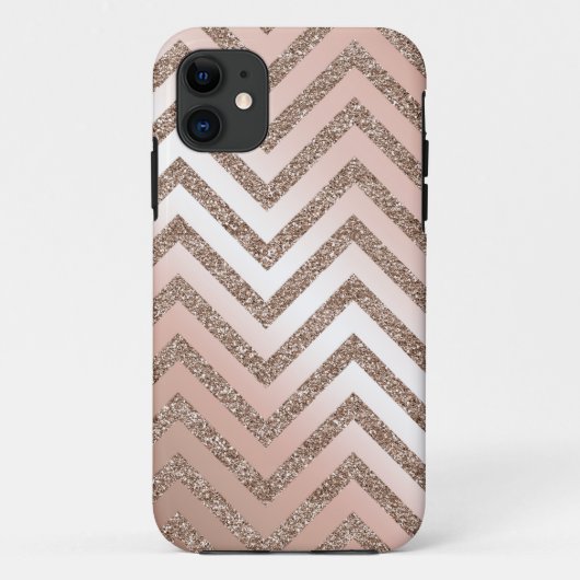 Roos goud glitter chevron hoesje (Achterkant)