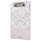 Roos goud glitter chevroze marmer klembord (Links)