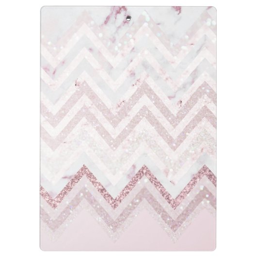 Roos goud glitter chevroze marmer klembord (Achterkant)