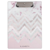 Roos goud glitter chevroze marmer klembord (Voorkant)