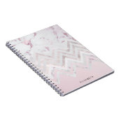 Roos goud glitter chevroze marmer notitieboek (Rechterzijde)