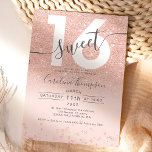 Roos goud glitter confetti blush Sweet 16 foto Kaart<br><div class="desc">Een modern,  chic en elegant roos goudglitter ombre zoete 16 verjaardagsfeestdagen met een moderne 16-tipografie met een gouden folie van het roos en een spaarzaam glitter op een bewerkbare pastelroze achtergrond. Voeg uw foto bij de rug toe of verlaat een roze achtergrond. Perfect voor het prinsesthema Sweet 16!</div>