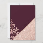 Roos goud glitter confetti burgundy bruiloft kaart (Achterkant)