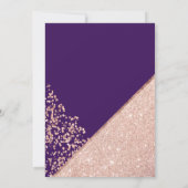 Roos goud glitter confetti chic paars bruiloft kaart (Achterkant)