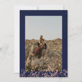 Roos goud glitter confetti navy blue trouwfoto kaart (Achterkant)