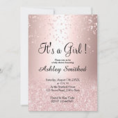 Roos goud glitter confetti ombre girl baby shower kaart (Voorkant)