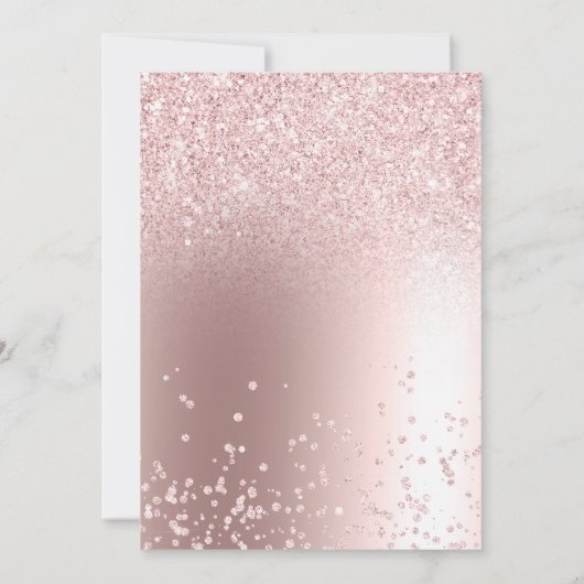 Roos goud glitter confetti ombre girl baby shower kaart (Achterkant)