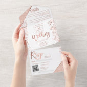 Roos goud glitter confetti white chic bruiloft all in one uitnodiging (Afscheurbaar)