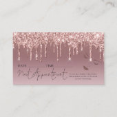 Roos goud Glitter Drip Appointment Hair Makeup Visitekaartje (Voorkant)