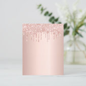 Roos goud glitter drip party spellen papier (Staand voorkant)