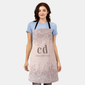 Roos goud glitter druppelt girale monogram handel schort (Gedragen)