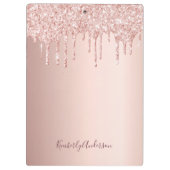 Roos goud glitter druppelt glazuur roze naamscript klembord (Achterkant)