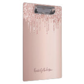 Roos goud glitter druppelt glazuur roze naamscript klembord (Rechts)