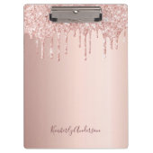 Roos goud glitter druppelt glazuur roze naamscript klembord (Voorkant)
