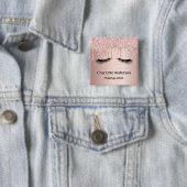 Roos goud glitter druppelt make-up artistieke naam vierkante button 5,1 cm (In situ)