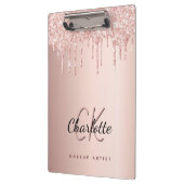 Roos goud glitter druppelt monogram bedrijf klembord (Links)