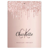 Roos goud glitter druppelt monogram bedrijf klembord (Achterkant)