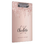 Roos goud glitter druppelt monogram bedrijf klembord (Rechts)