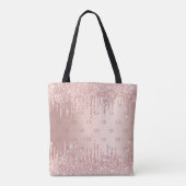 Roos goud glitter druppelt monogram elegant tote bag (Achterkant)