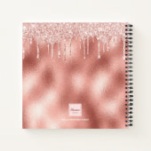 Roos goud glitter druppelt monogram naam notitieboek (Achterkant)