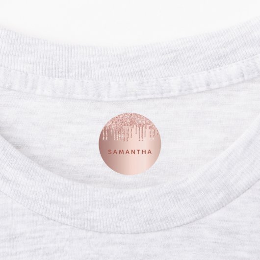 Roos goud glitter druppelt roze aangepaste monogra labels (Aangebracht)