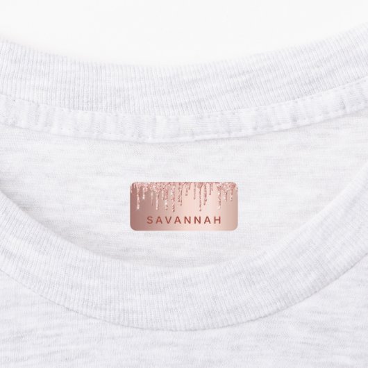 Roos goud glitter druppelt roze aangepaste monogra labels (Aangebracht)