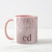 Roos goud glitter druppelt roze aangepaste monogra mok (Links)