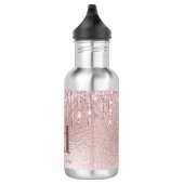 Roos goud glitter druppelt roze aangepaste monogra waterfles  (Rechts)