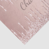 Roos goud glitter druppelt roze girale monogram tissuepapier (Detail)