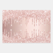 Roos goud glitter druppelt roze glans inpakpapier vel (Voorkant 2)