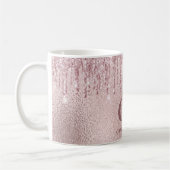 Roos goud glitter druppelt roze monogram naam koffiemok (Links)