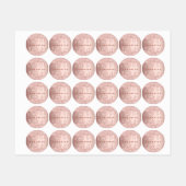 Roos goud glitter druppelt roze monogram naam labels (Vel)