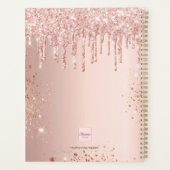 Roos goud glitter druppelt zwart monogram naam 202 planner (Achterkant)