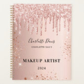 Roos goud glitter drupt roze naam signatuur 2023 planner (Voorkant)