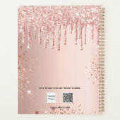 Roos goud glitter drupt roze naam signatuur 2023 planner (Achterkant)