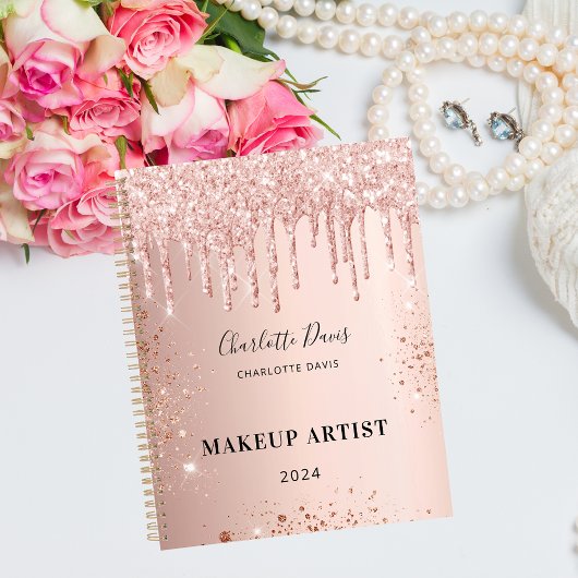 Roos goud glitter drupt roze naam signatuur 2023 planner